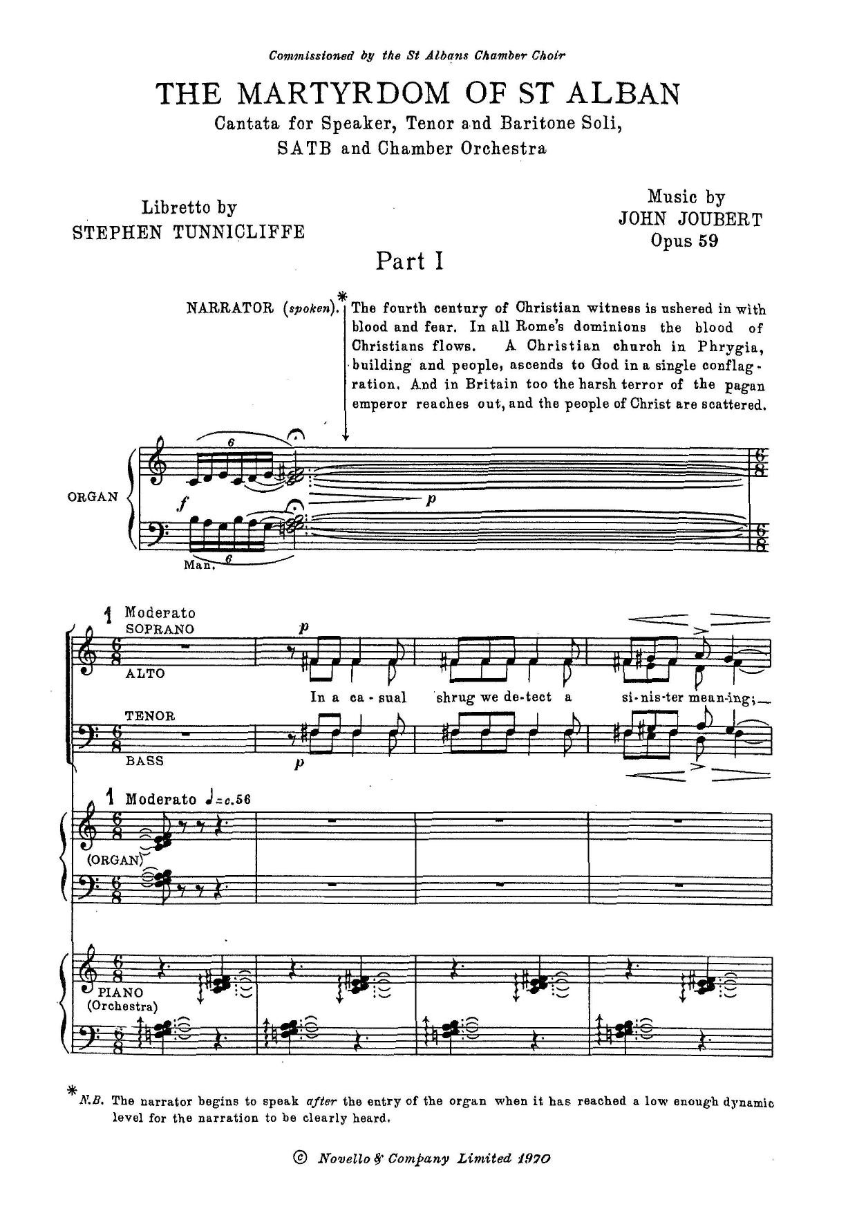 Download John Joubert The Martyrdom of St. Alban Sheet Music and learn how to play SATB Choir PDF digital score in minutes