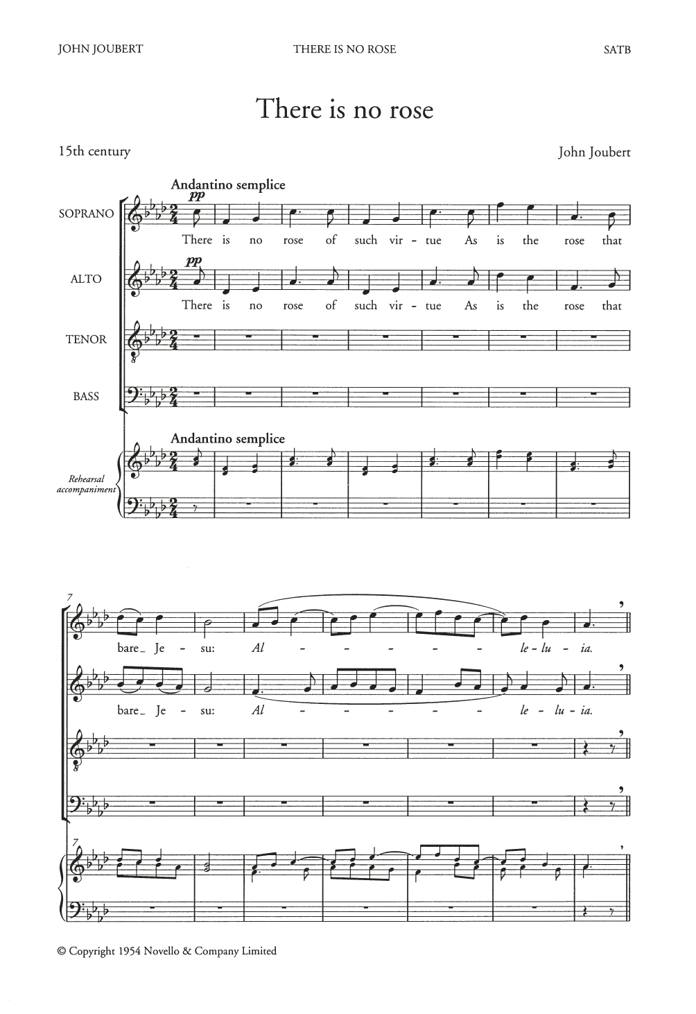 Download John Joubert There Is No Rose Sheet Music and learn how to play SATB Choir PDF digital score in minutes