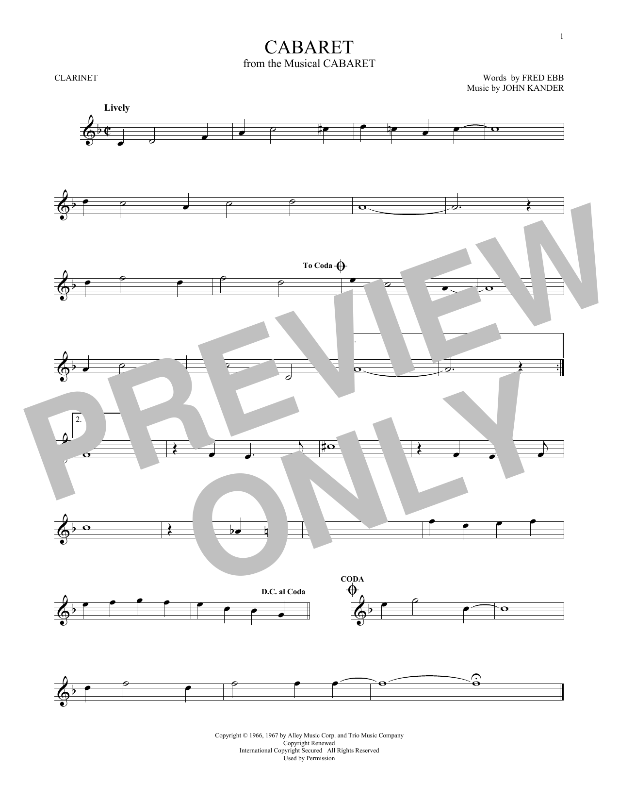 Download Kander & Ebb Cabaret Sheet Music and learn how to play Tenor Saxophone PDF digital score in minutes
