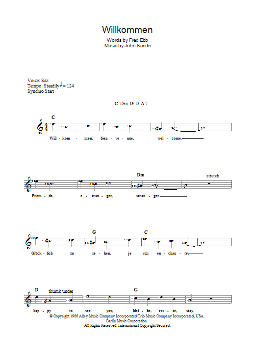 Download Kander & Ebb Willkommen (from Cabaret) Sheet Music and learn how to play Keyboard PDF digital score in minutes