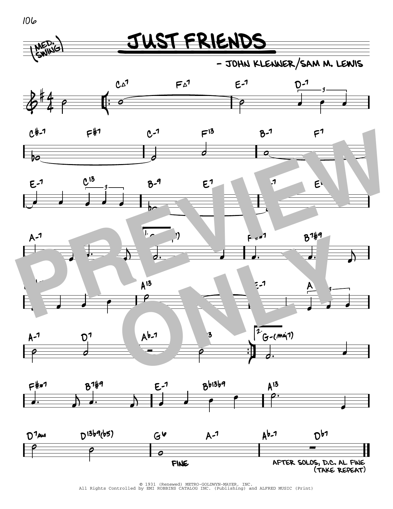 Download John Klenner Just Friends (arr. David Hazeltine) Sheet Music and learn how to play Real Book – Enhanced Chords PDF digital score in minutes