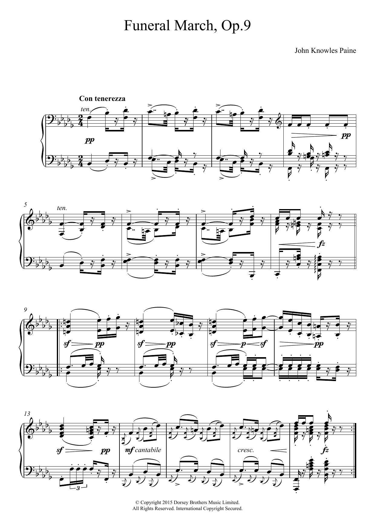 Download John Knowles Paine Funeral March Op.9 Sheet Music and learn how to play Piano PDF digital score in minutes