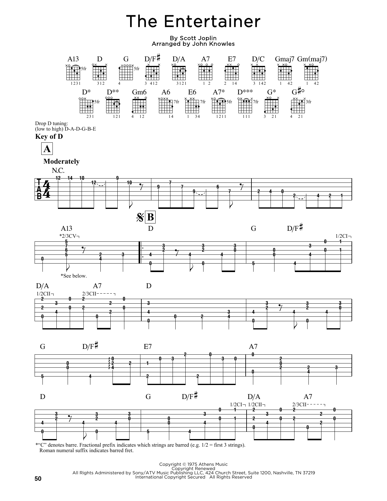 Download John Knowles The Entertainer Sheet Music and learn how to play Guitar Lead Sheet PDF digital score in minutes