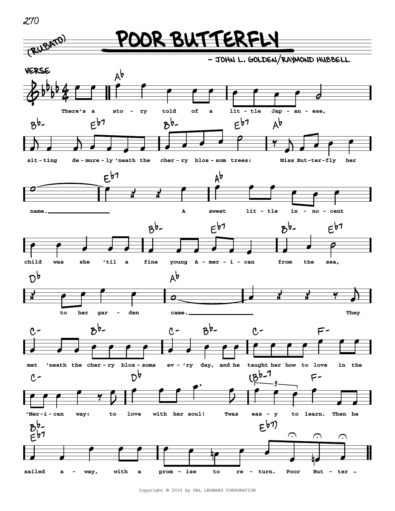 Download John L. Golden Poor Butterfly (arr. Robert Rawlins) Sheet Music and learn how to play Real Book – Melody, Lyrics & Chords PDF digital score in minutes