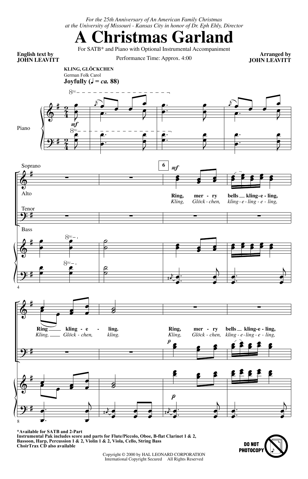 Download John Leavitt A Christmas Garland Sheet Music and learn how to play SAB Choir PDF digital score in minutes