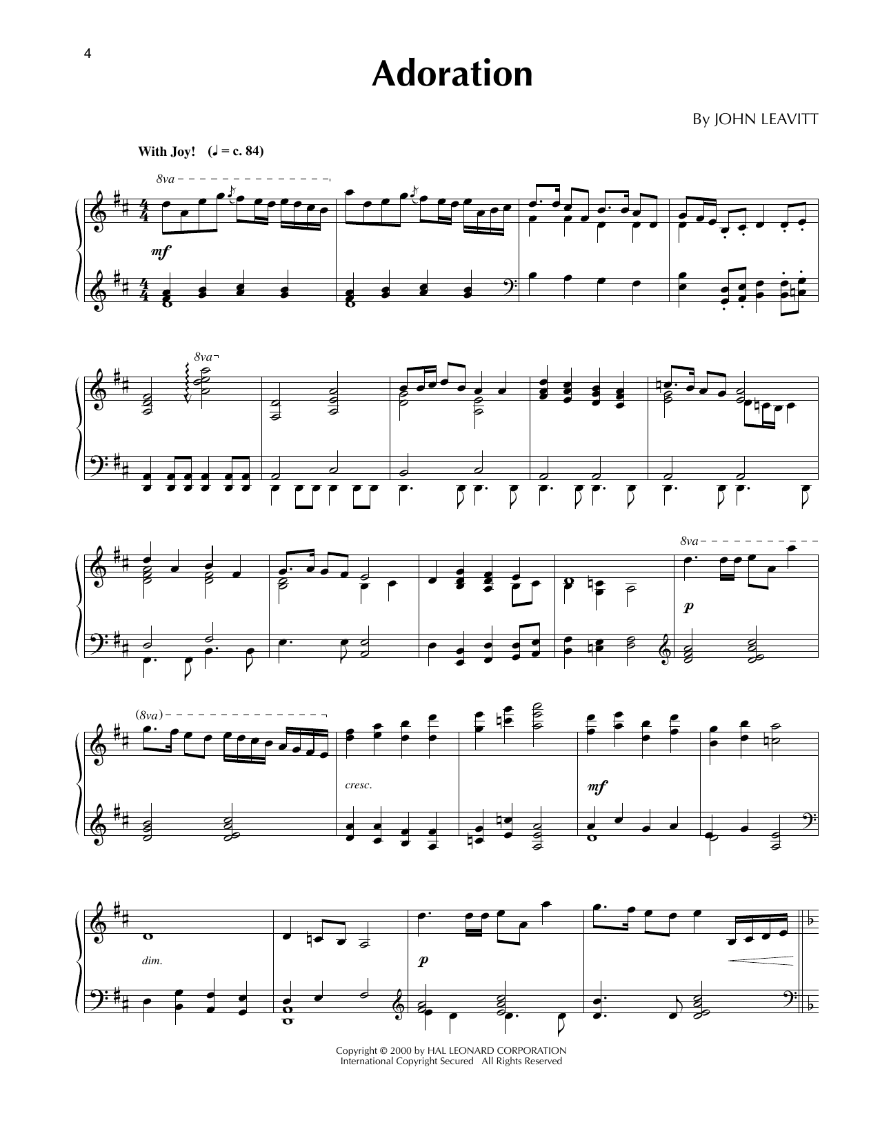 Download John Leavitt Adoration Sheet Music and learn how to play Piano Solo PDF digital score in minutes