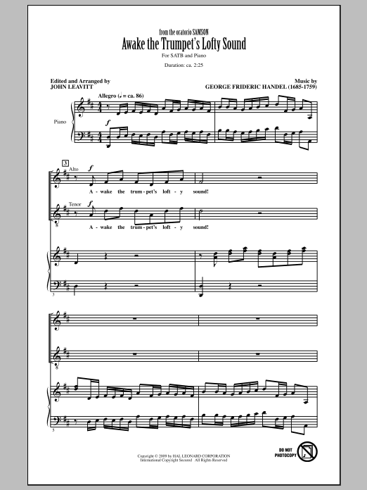 Download John Leavitt Awake The Trumpet's Lofty Sound Sheet Music and learn how to play SATB Choir PDF digital score in minutes