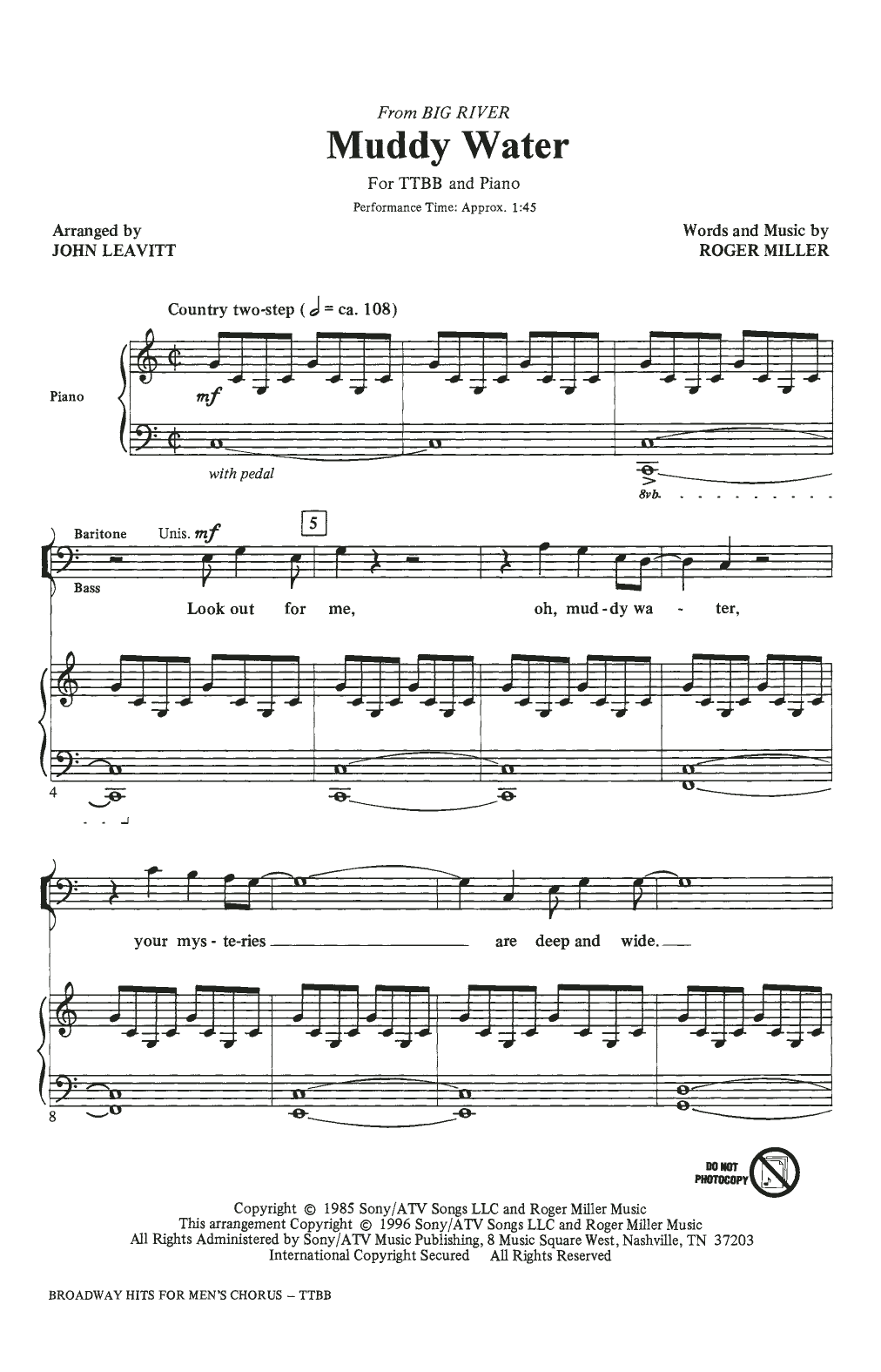 Download John Leavitt Broadway Hits For Men's Chorus Sheet Music and learn how to play TTBB Choir PDF digital score in minutes
