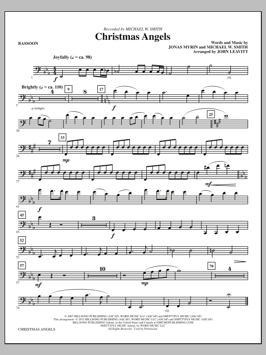 Download John Leavitt Christmas Angels - Bassoon Sheet Music and learn how to play Choir Instrumental Pak PDF digital score in minutes