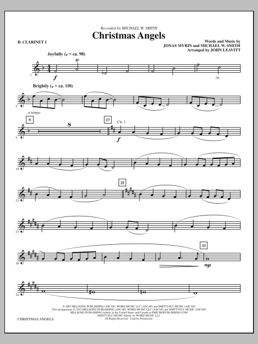 Download John Leavitt Christmas Angels - Clarinet 1 Sheet Music and learn how to play Choir Instrumental Pak PDF digital score in minutes