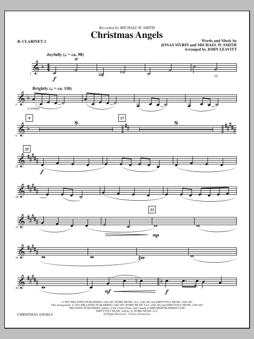 Download John Leavitt Christmas Angels - Clarinet 2 Sheet Music and learn how to play Choir Instrumental Pak PDF digital score in minutes