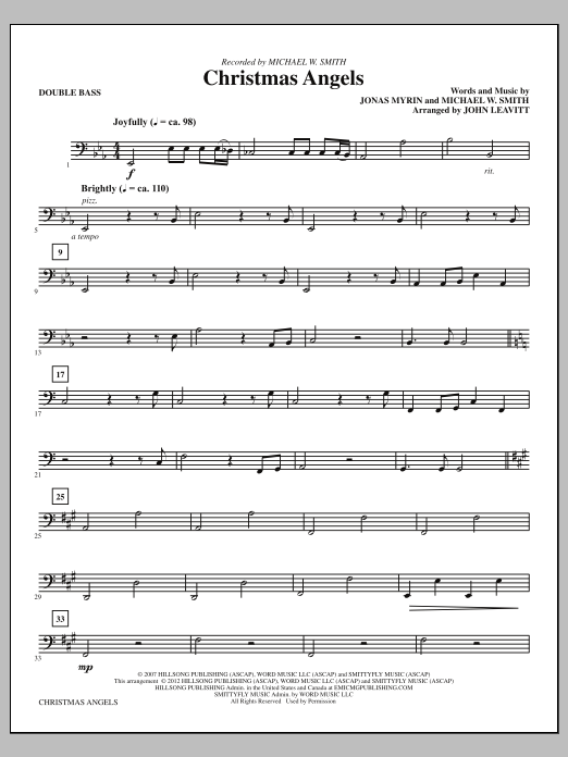 Download John Leavitt Christmas Angels - Double Bass Sheet Music and learn how to play Choir Instrumental Pak PDF digital score in minutes