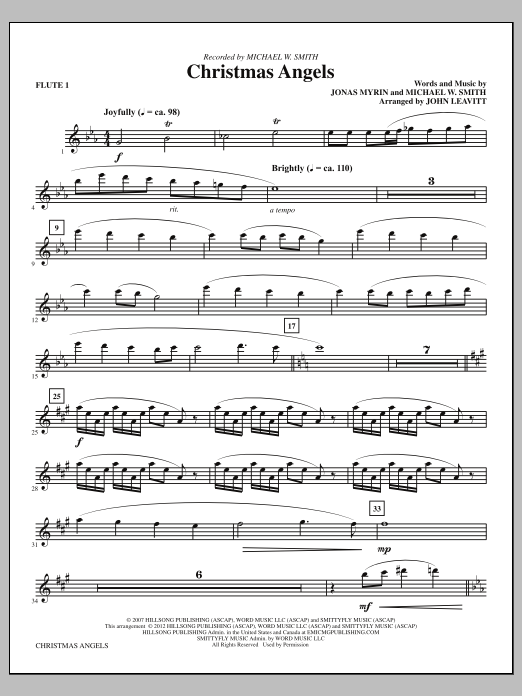 Download John Leavitt Christmas Angels - Flute 1 Sheet Music and learn how to play Choir Instrumental Pak PDF digital score in minutes