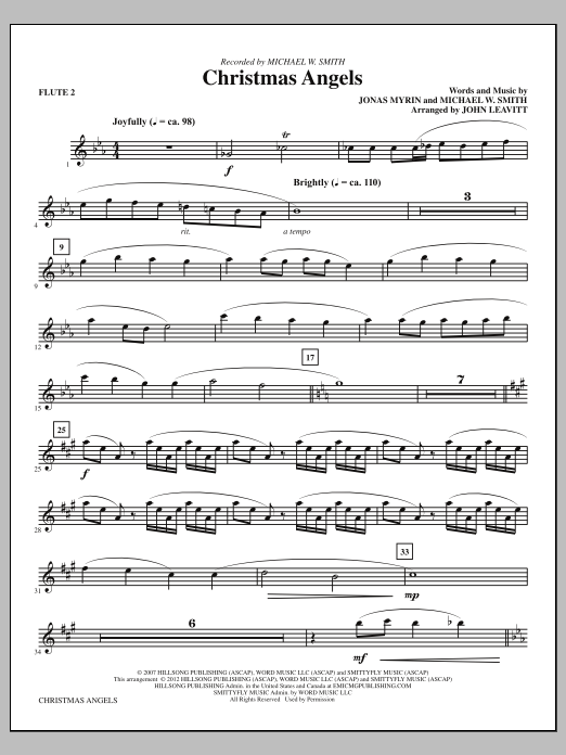 Download John Leavitt Christmas Angels - Flute 2 Sheet Music and learn how to play Choir Instrumental Pak PDF digital score in minutes