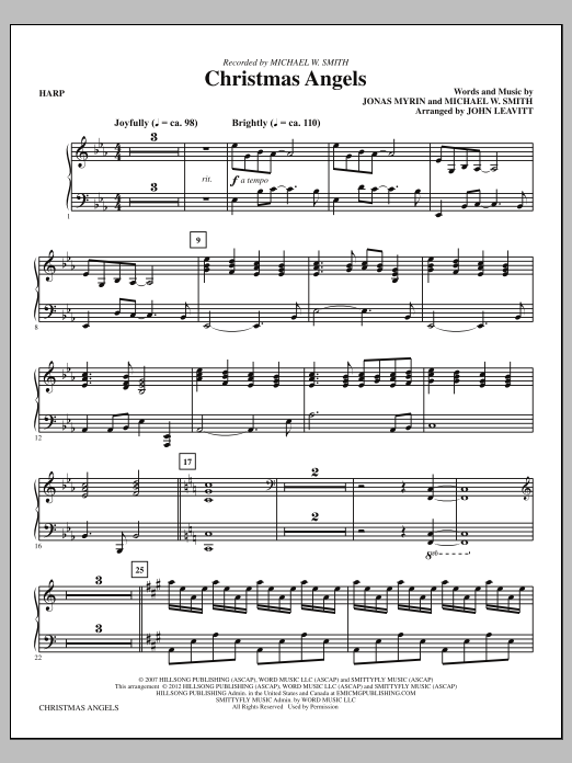 Download John Leavitt Christmas Angels - Harp Sheet Music and learn how to play Choir Instrumental Pak PDF digital score in minutes