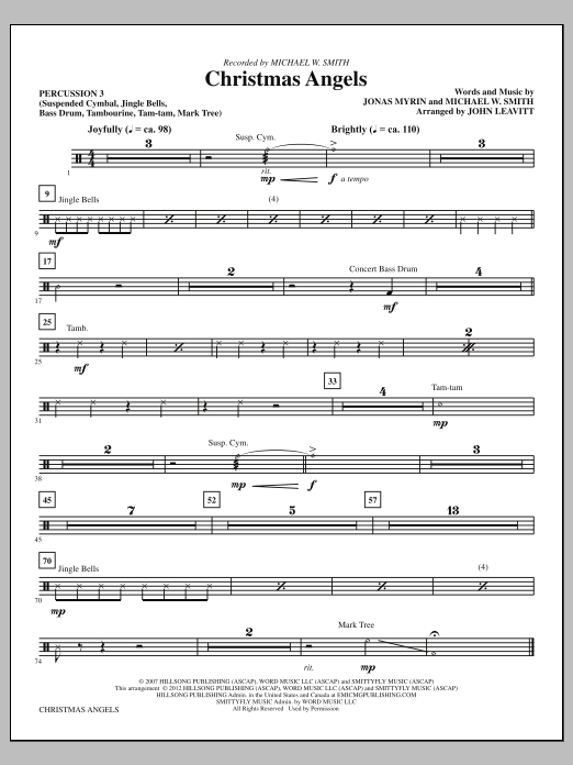 Download John Leavitt Christmas Angels - Percussion 3 Sheet Music and learn how to play Choir Instrumental Pak PDF digital score in minutes