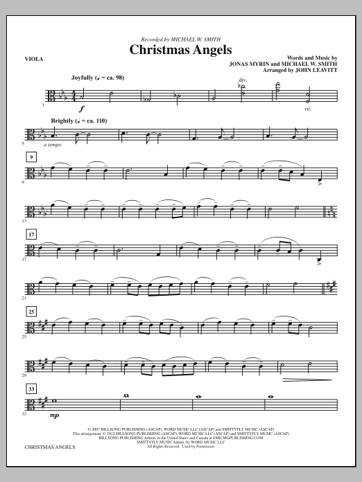 Download John Leavitt Christmas Angels - Viola Sheet Music and learn how to play Choir Instrumental Pak PDF digital score in minutes