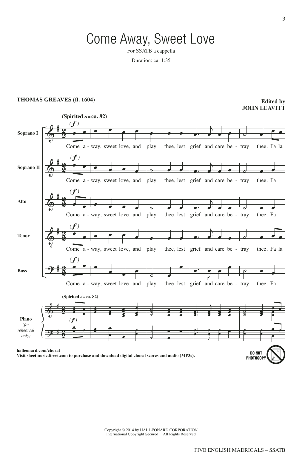 Download John Leavitt Five English Madrigals Sheet Music and learn how to play SSATB Choir PDF digital score in minutes