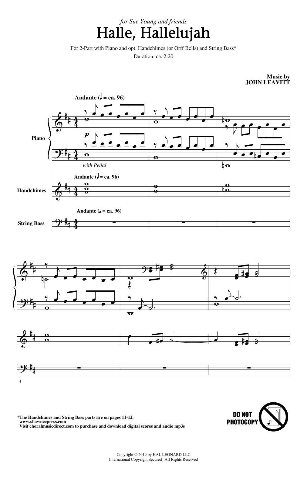 Download John Leavitt Halle, Hallelujah Sheet Music and learn how to play 2-Part Choir PDF digital score in minutes