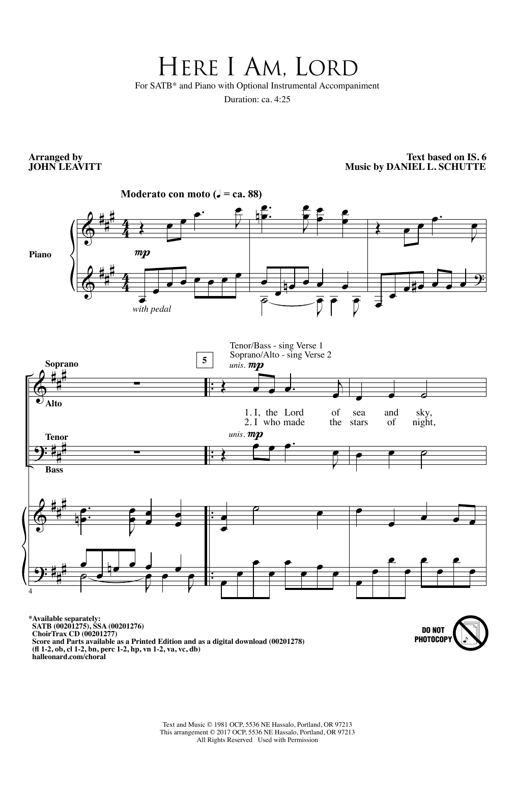 Download John Leavitt Here I Am, Lord Sheet Music and learn how to play SSA PDF digital score in minutes