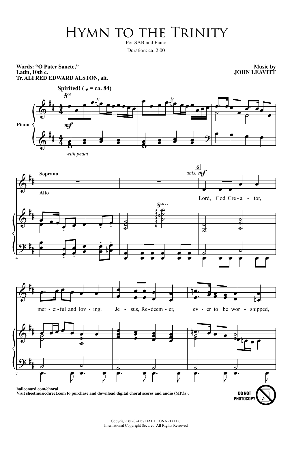 Download John Leavitt Hymn To The Trinity Sheet Music and learn how to play SAB Choir PDF digital score in minutes