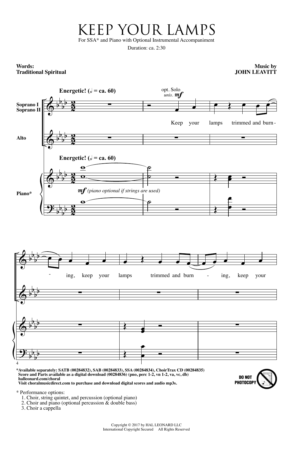 Download John Leavitt Keep Your Lamps Trimmed And Burning Sheet Music and learn how to play SATB Choir PDF digital score in minutes