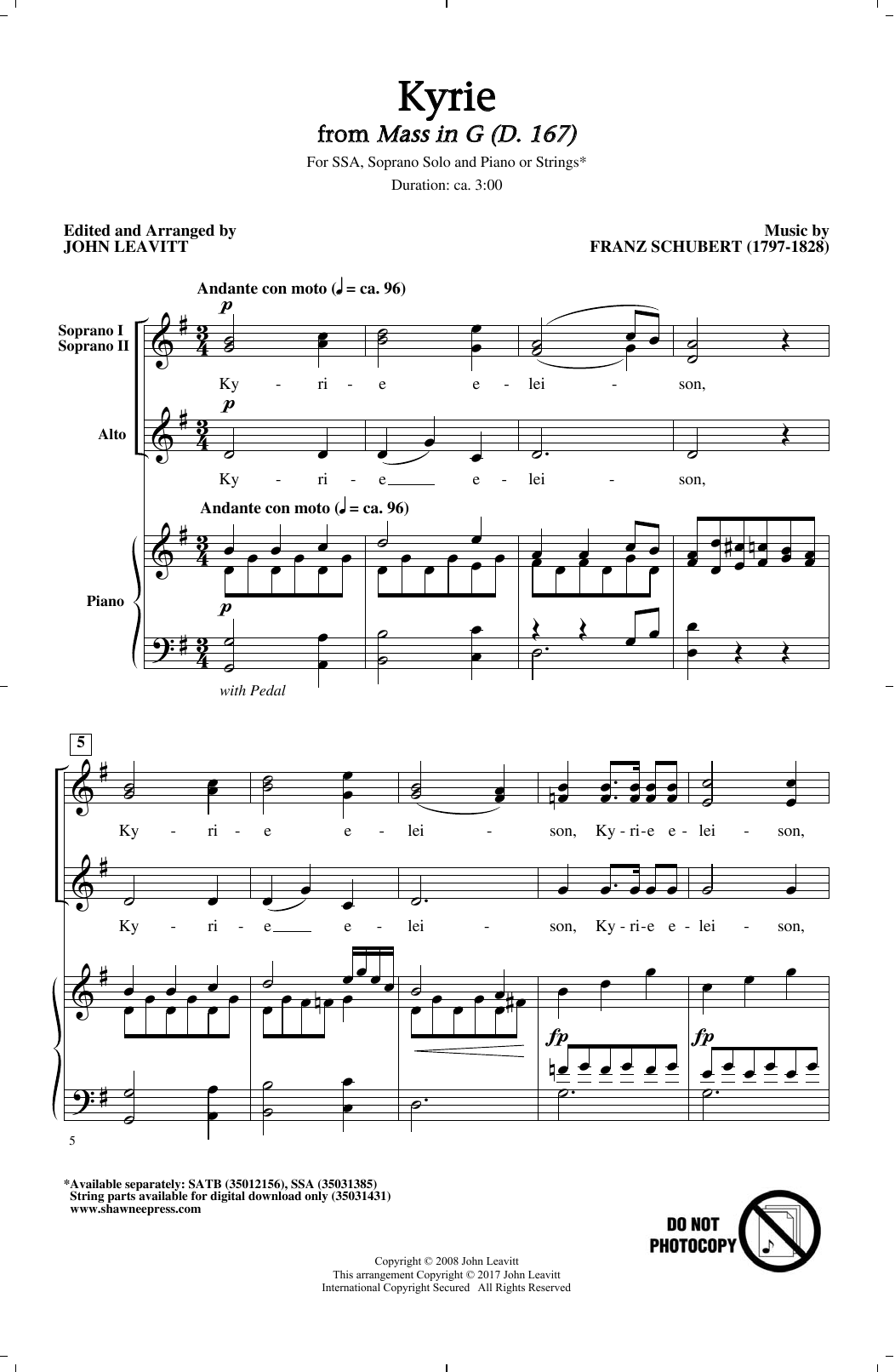 Download John Leavitt Kyrie Sheet Music and learn how to play SSA PDF digital score in minutes