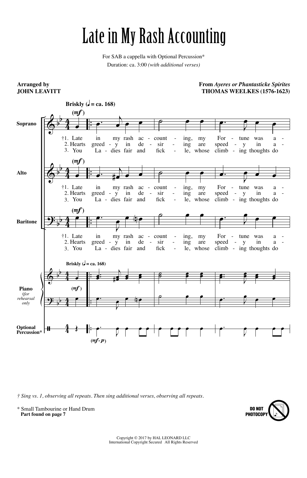 Download John Leavitt Late In My Rash Accounting Sheet Music and learn how to play SAB PDF digital score in minutes