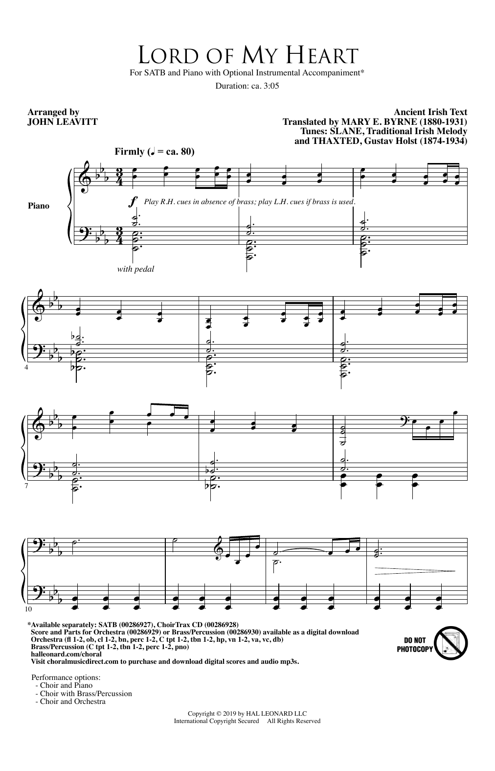 Download John Leavitt Lord Of My Heart Sheet Music and learn how to play SATB Choir PDF digital score in minutes
