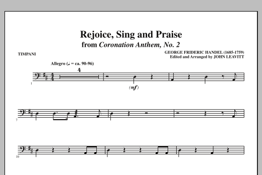 Download John Leavitt Rejoice, Sing And Praise - Timpani Sheet Music and learn how to play Choir Instrumental Pak PDF digital score in minutes