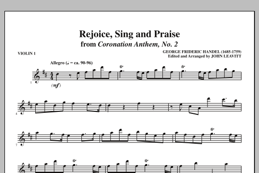 Download John Leavitt Rejoice, Sing And Praise - Violin 1 Sheet Music and learn how to play Choir Instrumental Pak PDF digital score in minutes