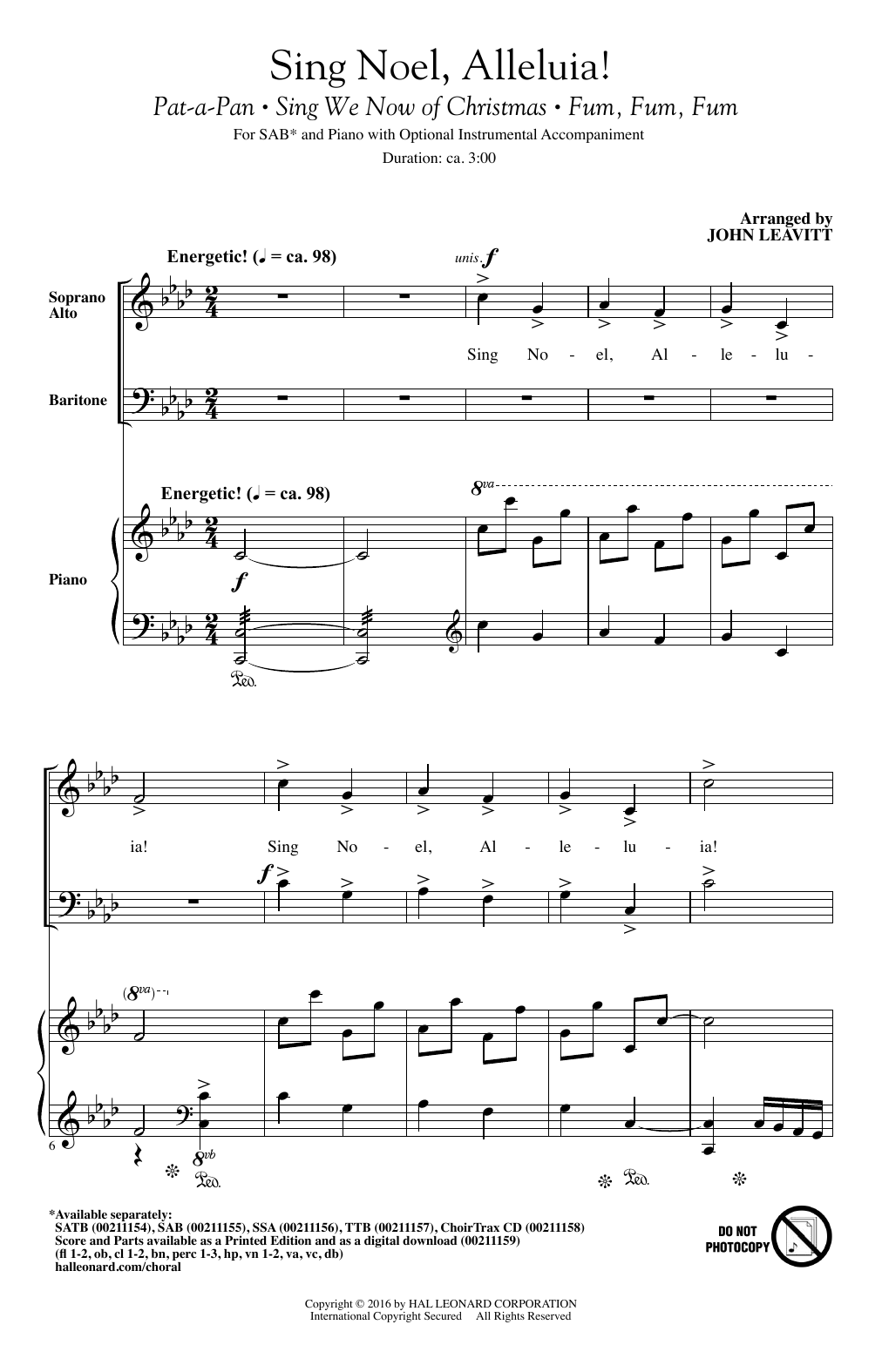 Download John Leavitt Sing Noel, Alleluia! Sheet Music and learn how to play TTBB PDF digital score in minutes