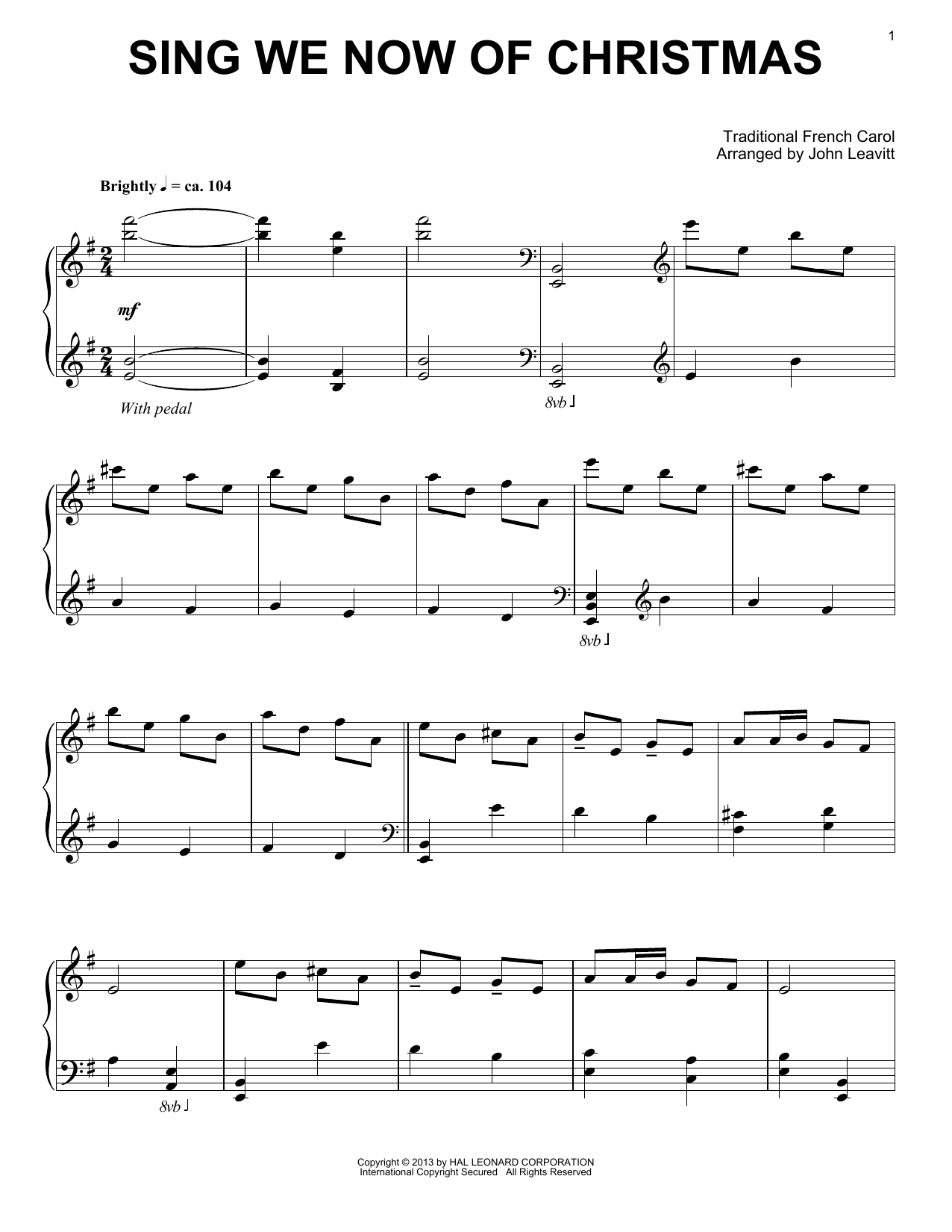 Download John Leavitt Sing We Now Of Christmas Sheet Music and learn how to play SAB Choir PDF digital score in minutes