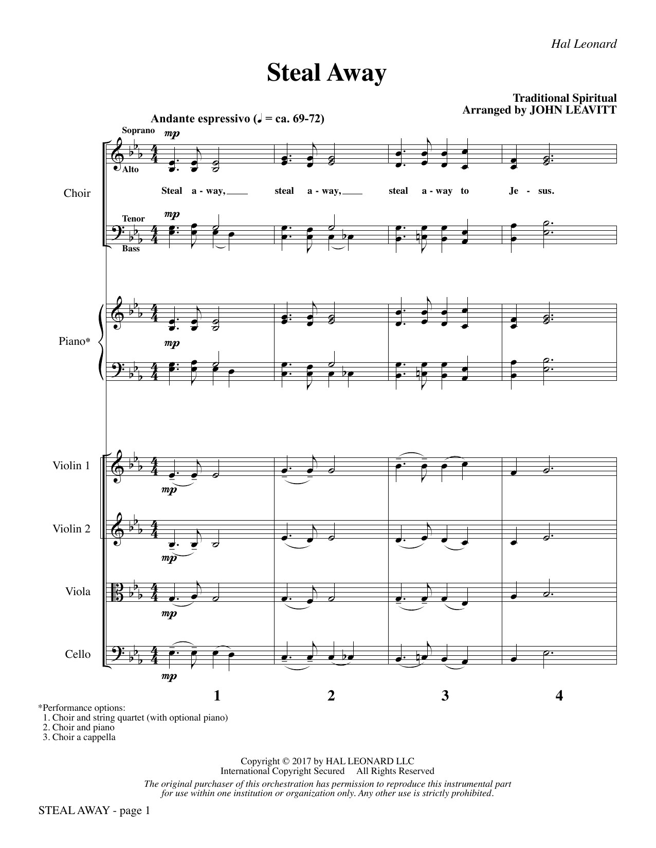 Download John Leavitt Steal Away - Full Score Sheet Music and learn how to play Choir Instrumental Pak PDF digital score in minutes