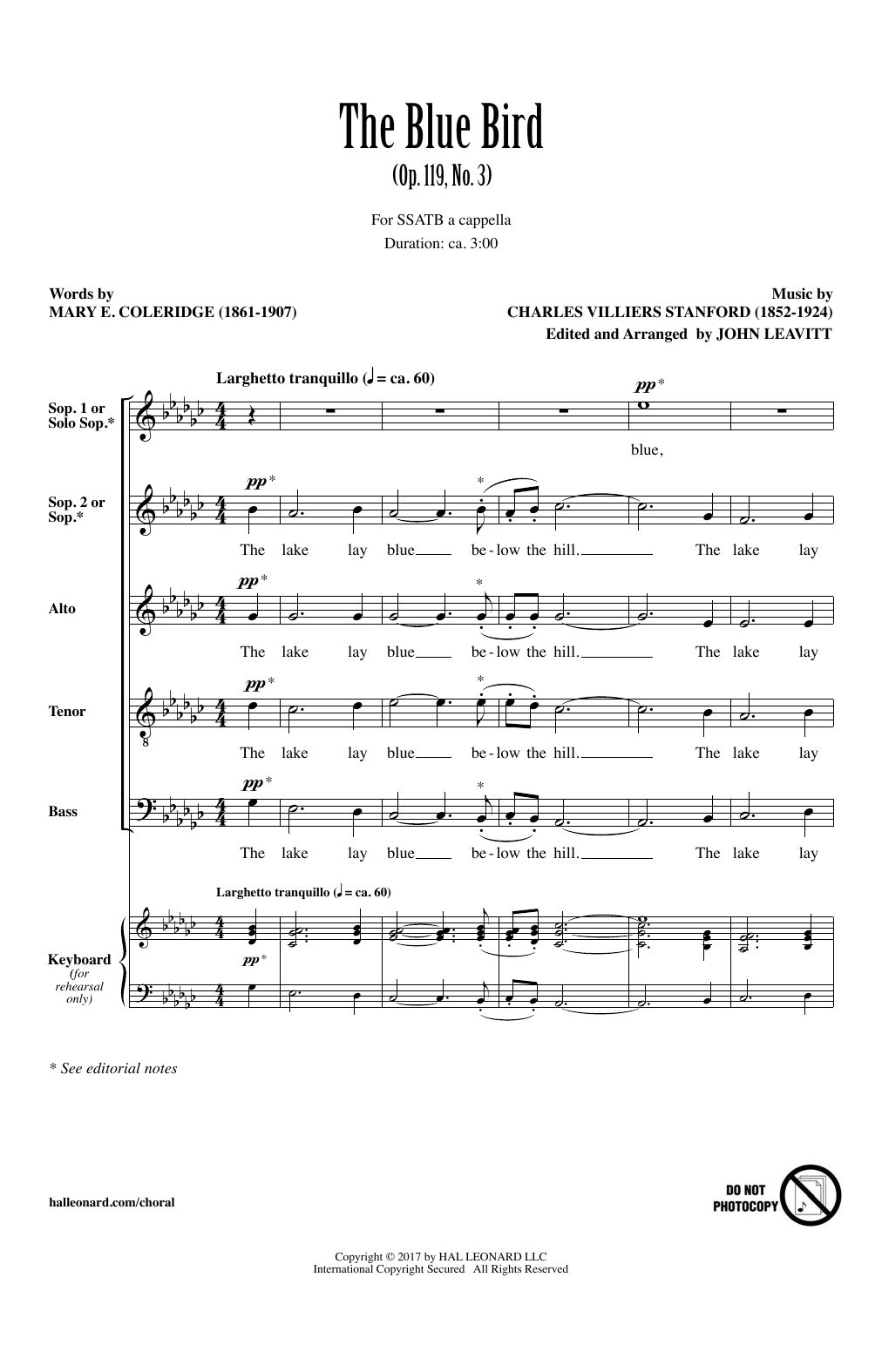 Download John Leavitt The Blue Bird Sheet Music and learn how to play SATB PDF digital score in minutes