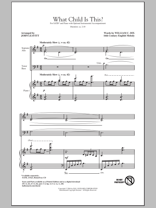 Download John Leavitt What Child Is This? Sheet Music and learn how to play SATB Choir PDF digital score in minutes