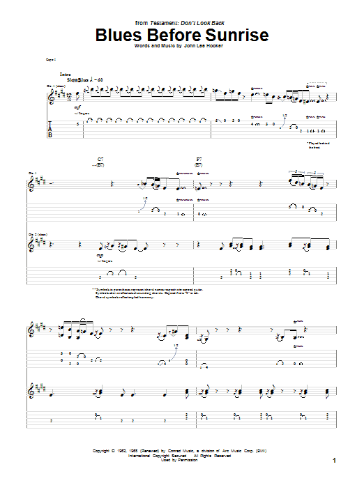 Download John Lee Hooker Blues Before Sunrise Sheet Music and learn how to play Lyrics & Chords PDF digital score in minutes
