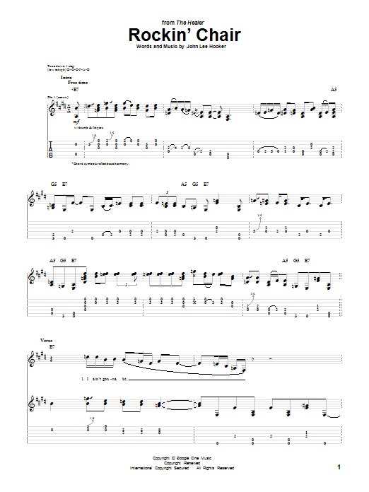 Download John Lee Hooker Rockin' Chair Sheet Music and learn how to play Guitar Tab PDF digital score in minutes