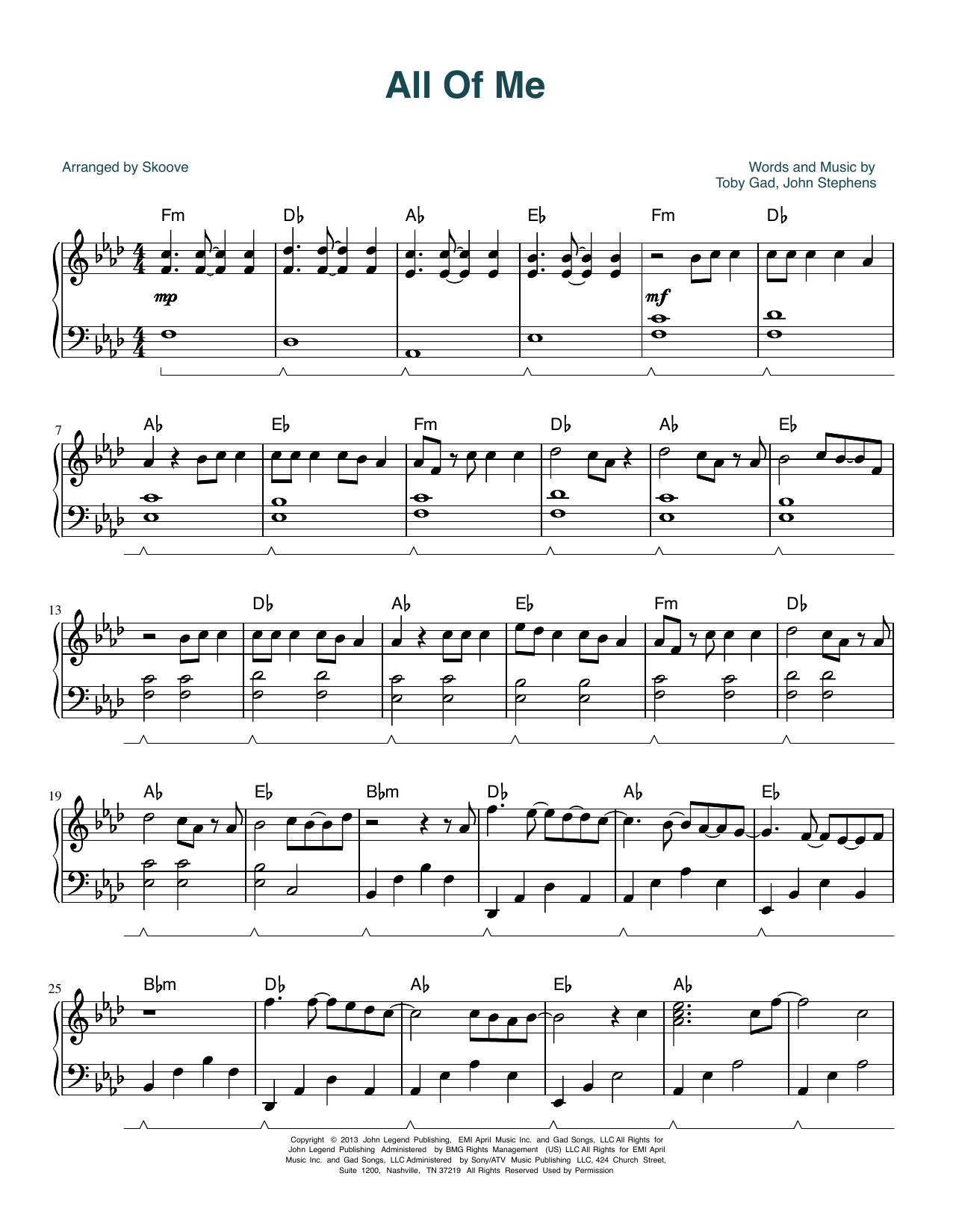 Download John Legend All Of Me (arr. Skoove) Sheet Music and learn how to play Piano Solo PDF digital score in minutes