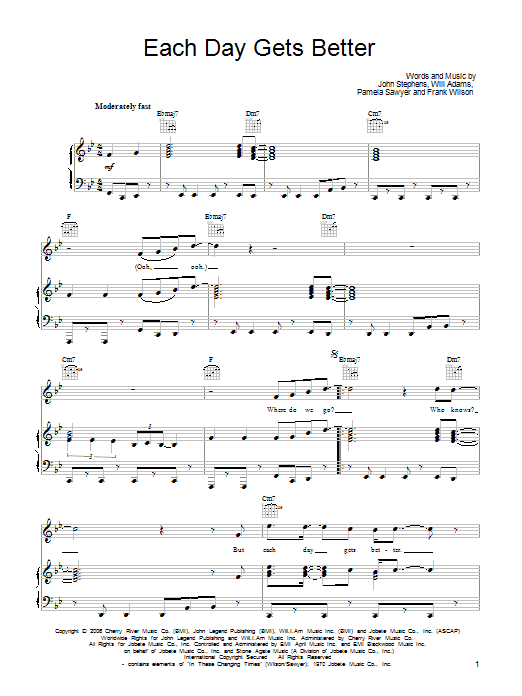 Download John Legend Each Day Gets Better Sheet Music and learn how to play Piano, Vocal & Guitar (Right-Hand Melody) PDF digital score in minutes