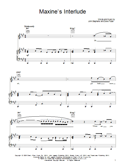 Download John Legend Maxine's Interlude Sheet Music and learn how to play Piano, Vocal & Guitar (Right-Hand Melody) PDF digital score in minutes