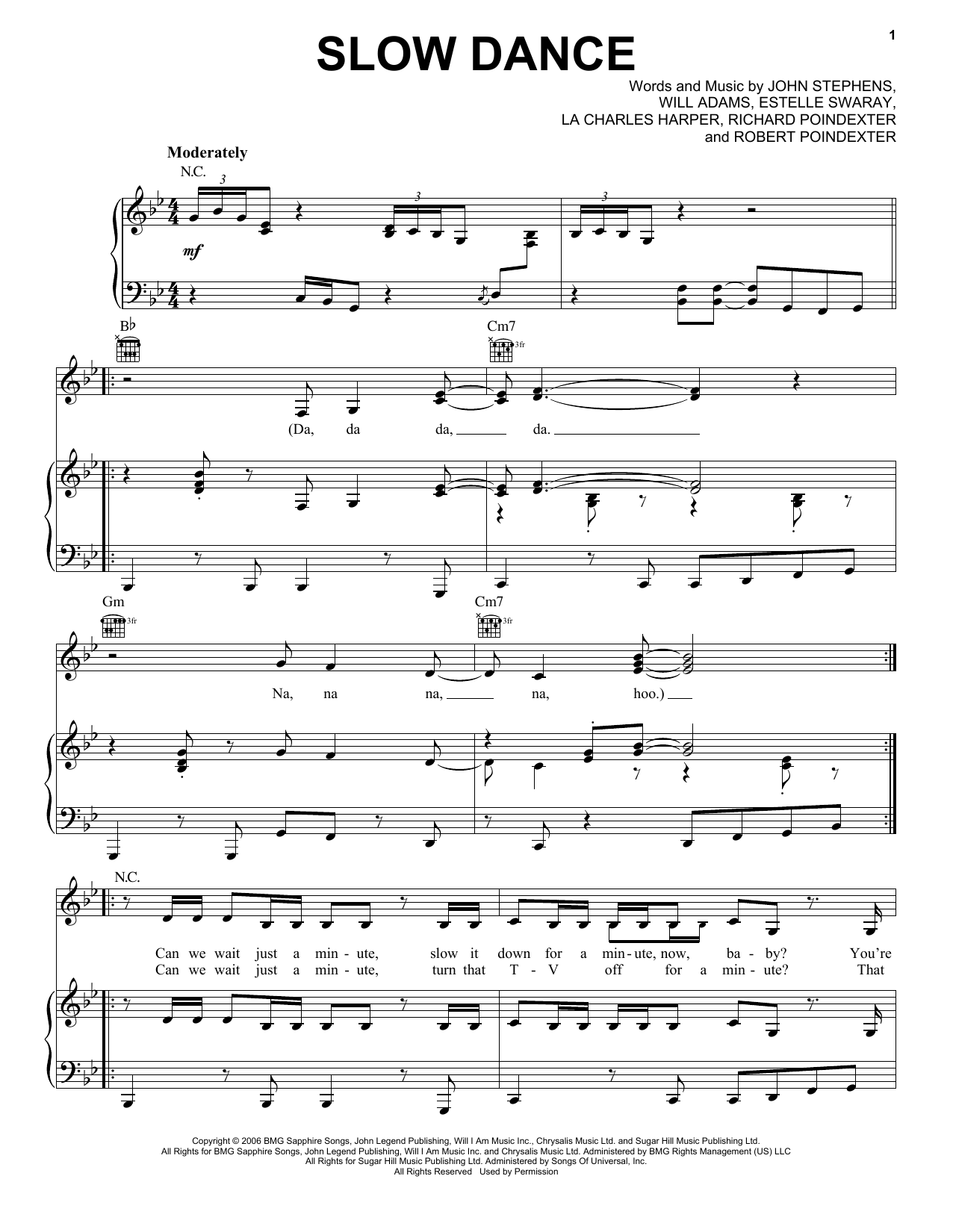 Download John Legend Slow Dance Sheet Music and learn how to play Easy Piano PDF digital score in minutes