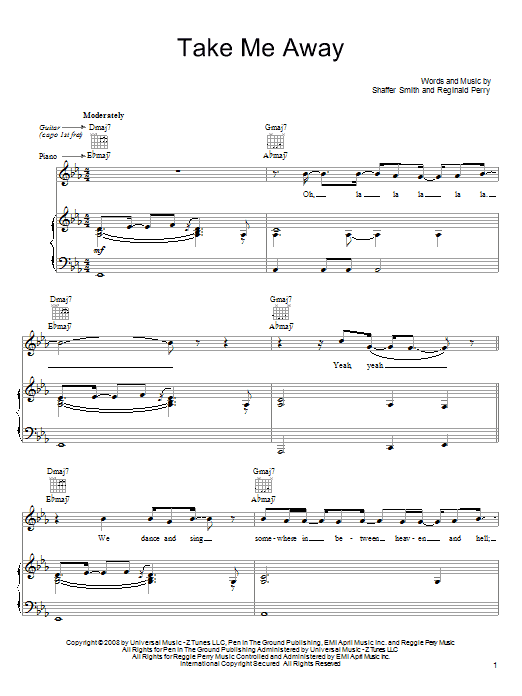 Download John Legend Take Me Away Sheet Music and learn how to play Piano, Vocal & Guitar (Right-Hand Melody) PDF digital score in minutes