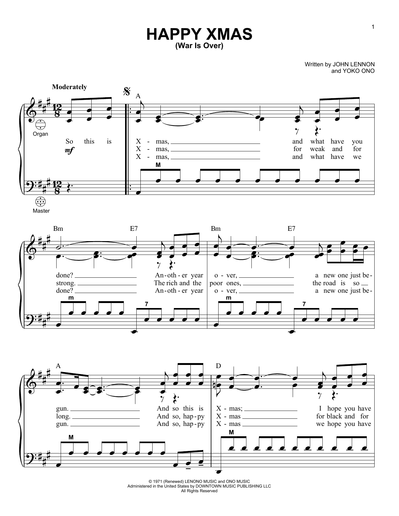 Download John Lennon Happy Xmas (War Is Over) Sheet Music and learn how to play Accordion PDF digital score in minutes