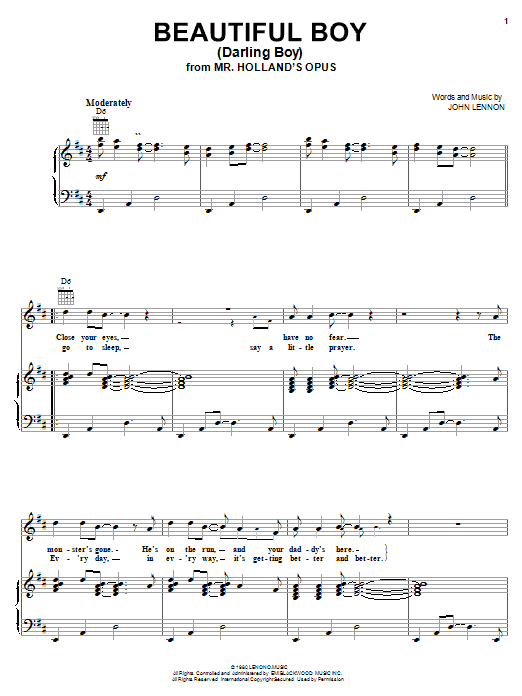 Download John Lennon Beautiful Boy (Darling Boy) Sheet Music and learn how to play Ukulele PDF digital score in minutes