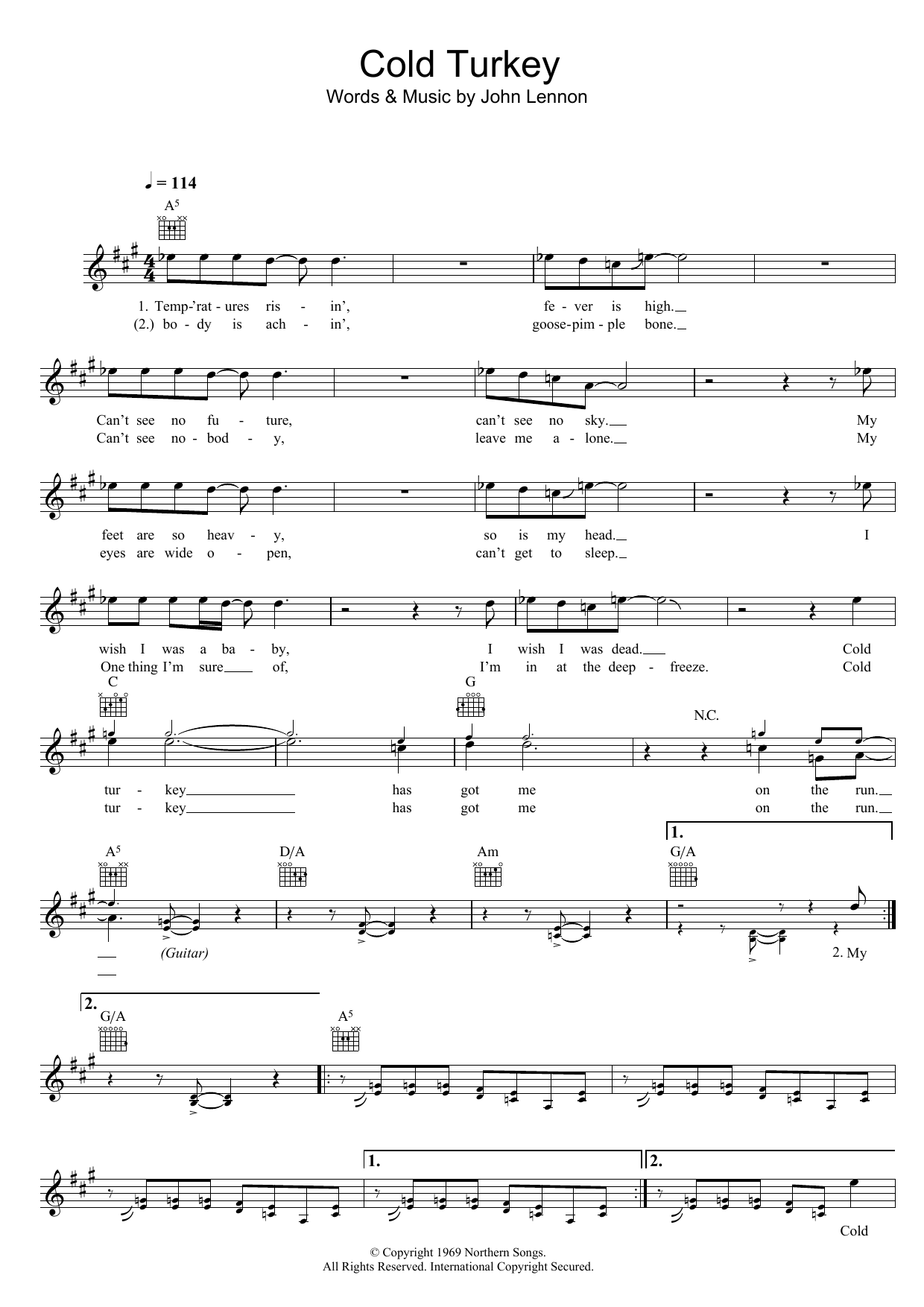 Download John Lennon Cold Turkey Sheet Music and learn how to play Ukulele PDF digital score in minutes