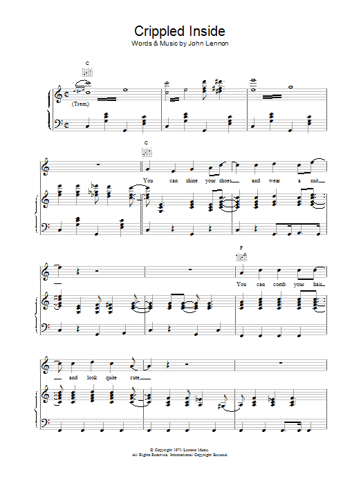 Download John Lennon Crippled Inside Sheet Music and learn how to play Ukulele Lyrics & Chords PDF digital score in minutes