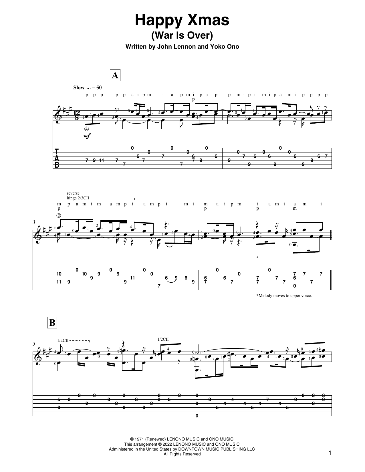 Download John Lennon Happy Xmas (War Is Over) (arr. David Jaggs) Sheet Music and learn how to play Solo Guitar PDF digital score in minutes