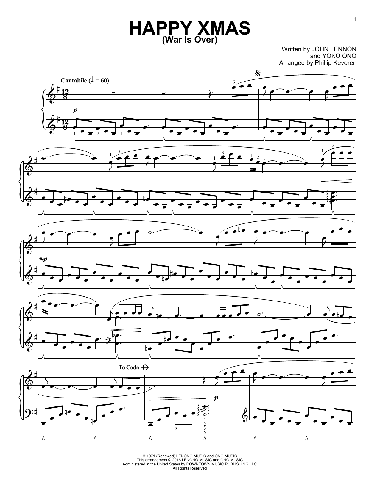 Download Phillip Keveren Happy Xmas (War Is Over) Sheet Music and learn how to play Piano PDF digital score in minutes