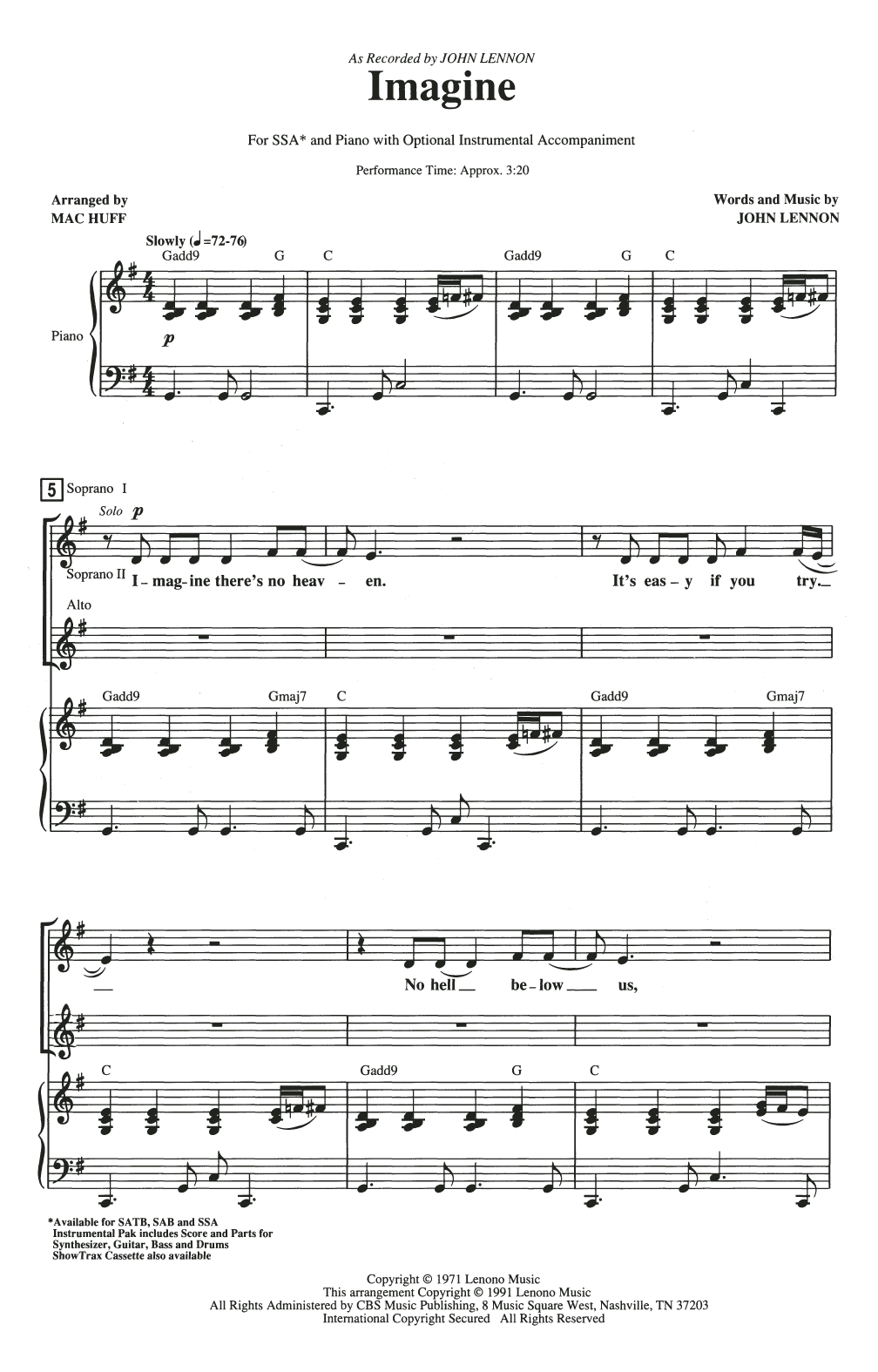 Download Mac Huff Imagine Sheet Music and learn how to play 2-Part Choir PDF digital score in minutes